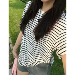 Thumbnail Áo thun cổ tròn kẻ ngang chất cotton lạnh EMIX Ao418_P10K14 3