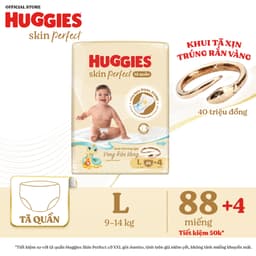 Thumbnail Tã quần Huggies Skin Perfect Mega Jumbo M98+4/ L88+4/XL72+4/XXL64+4 với 2 vùng thấm giảm kích ứng da 1