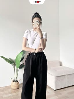 Thumbnail Quần Jean Suông Nữ Rộng Dáng Dài Lưng Thun Sau ENVY J160 3