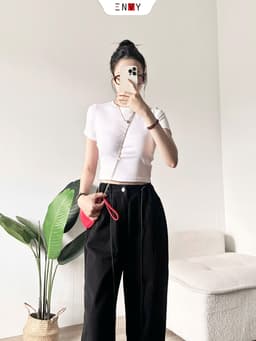 Thumbnail Quần Jean Suông Nữ Rộng Dáng Dài Lưng Thun Sau ENVY J160 4