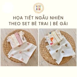 Thumbnail Khăn sữa cho bé Petit Bebe muslin thấm hút mềm mại cho làn da bé họa tiết bé trai bé gái 2