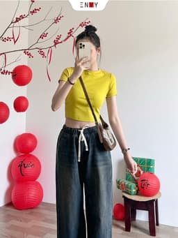 Thumbnail Quần Jean Lưng Thun Nữ Dáng Dài Ống Rộng ENVY J156 2