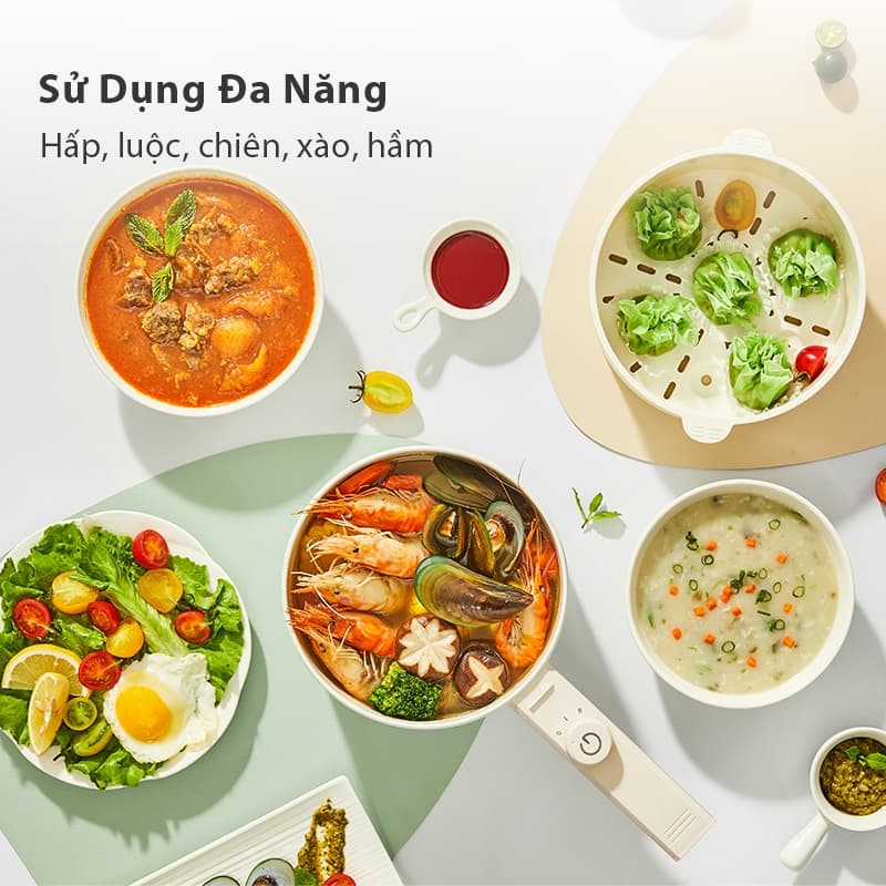 Ảnh Nồi nấu đa năng Gaabor EC-20E01B 2L chiên xào hấp kèm xứng hấp lẩu điện cầm tay điều chỉnh nhiệt độ 2