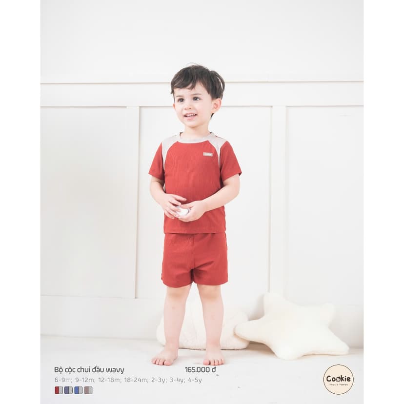 Ảnh Bộ Quần Áo COOKIE Cộc Tay Chui Đầu Wavy Cho Bé Size Từ 6 Tháng 5 Tuổi 2025 4