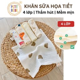 Thumbnail Khăn sữa cho bé Petit Bebe muslin thấm hút mềm mại cho làn da bé họa tiết bé trai bé gái 1