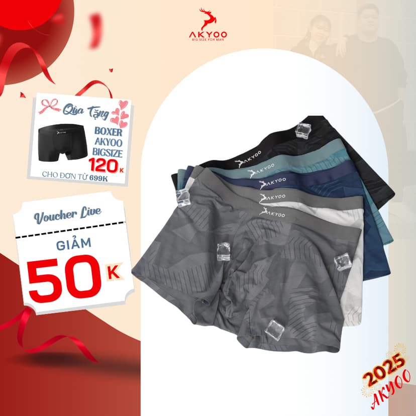 Ảnh Combo 3 - 5 Quần Lót Nam Boxer Bigsize Size XL Đến 6XL AKYOO ,Mỏng Nhẹ Co Giãn Thoải Mái Thông Thoáng 1