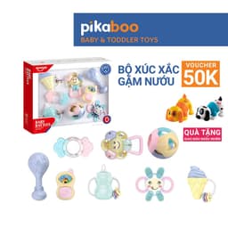 Thumbnail Bộ xúc xắc gặm nướu cao cấp 8 món Pikaboo, xúc xắc kết hợp silicone mềm cao cấp an toàn cho bé 1