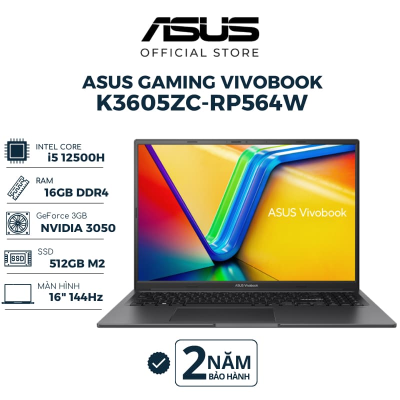Ảnh Laptop ASUS Gaming Vivobook K3605ZC-RP564W Core i5-12500H | 16GB | 512GB | RTX 3050 | 16" WUXGA | Win 11 | Đen 1