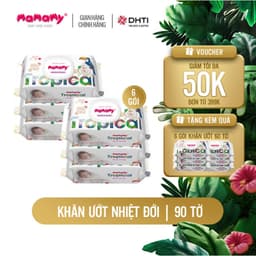 Thumbnail Khăn giấy ướt Mamamy Tropical 100% sợi tự nhiên và rayon cho mẹ và bé gói 90 tờ tặng gói 60 tờ 1