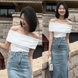 Thumbnail Áo trễ vai chất thun tăm zip co giãn EMIX Aotrevai211/p7k2 2