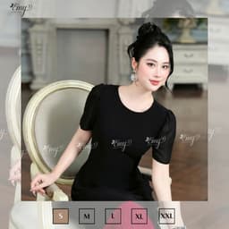 Thumbnail Đầm Dự Tiệc EMY Thời Trang Nữ Trung Niên Cao Cấp EM7522 Tay Ngắn Dáng Suông Xòe Cổ Tròn Sang Trọng 3