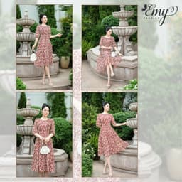Thumbnail Đầm Thiết Kế EMY Thời Trang Cao Cấp Thanh Lịch EM7276 Dáng Xoè Cổ Tròn Tay Lỡ, Công Sở, Dự Tiệc 4