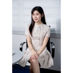Thumbnail Đầm cổ bèo 2 hàng cúc chân xếp ly chụm 1F10.2409K thiết kế bỏi JM Dress Design 2