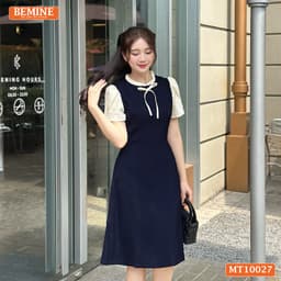 Thumbnail Đầm thiết kế BEMINE cổ tròn viền xếp ly dáng chữ A tay búp sen phù hợp đi làm, đi dạo phố-MT10027 2