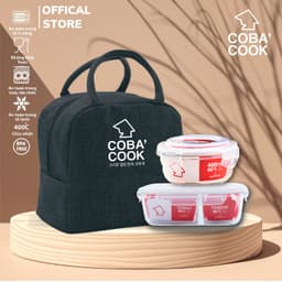 Thumbnail Bộ Hộp Cơm Chia 3 Ngăn 1040ml Và Hộp Tròn 400ml Chống Tràn Chịu Nhiệt Kèm Túi COBACOOK- CCL1NR42BB 1