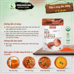 Thumbnail Đậu Lăng Đỏ Hữu Cơ C'LAVIE 200g Organic Red Lentils 1