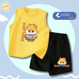 Thumbnail Bộ ba lỗ bé trai, bé gái in hình Baby Three - Bộ đồ sát nách cho bé Loza Kids BL237 1