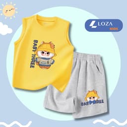 Thumbnail Bộ ba lỗ bé trai, bé gái in hình Baby Three - Bộ đồ sát nách cho bé Loza Kids BL237 3