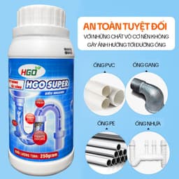 Thumbnail Bột Thông Cống Cực Mạnh HGO SUPER - Thông Tắc Bồn Cầu, Bồn Rửa Bát, Đường Ống Siêu Mạnh 250GRAM 3
