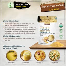 Thumbnail Hạt Kê Hữu Cơ Đã Tách Vỏ C’LAVIE 200g Organic Hulled Millet 2