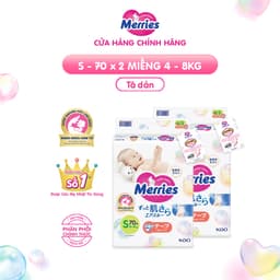 Thumbnail Combo 2 Tã/bỉm dán Merries Đủ Size NB76/S70/M56/L48/XL40 1
