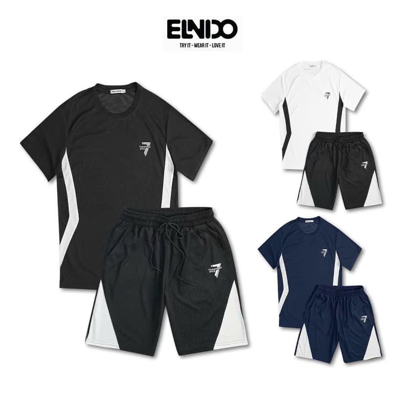 Ảnh Bộ thể thao nam cộc tay thoáng mát năng động phong cách nam tính trẻ trung ELNIDO ED02 2