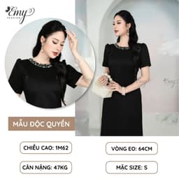 Thumbnail Đầm Suông Đen Thiết Kế Cao Cấp Trung Niên EMY EM7359 Sang Trọng Thanh Lịch Đi Dự Tiệc, Đi Chơi 2