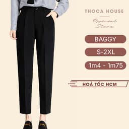 Thumbnail Quần tây baggy nữ đen form dài đi làm, đi học THOCA HOUSE quần tây cho nữ trên 170cm dài 100cm 1