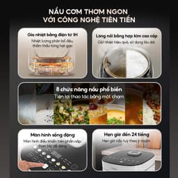 Thumbnail Nồi cơm cao tần AQUA RIH401R 1.5L, điều khiển cảm ứng 8 chế độ nấu, hẹn giờ 24 tiếng 2