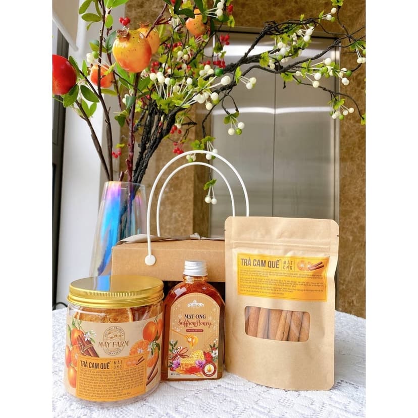 Ảnh Set quà 8/3 Saffron ngâm mật ong 130gr, trà cam quế thương hiệu Saffron Việt Nam 1