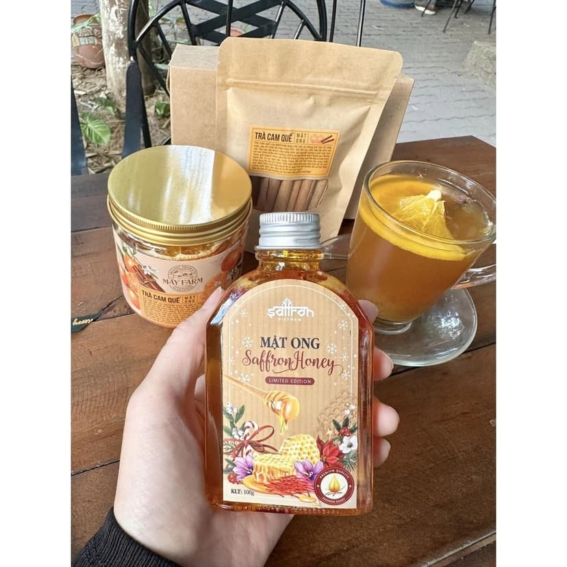 Ảnh Set quà 8/3 Saffron ngâm mật ong 130gr, trà cam quế thương hiệu Saffron Việt Nam 4