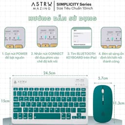 Thumbnail Combo chuột và bàn phím AstroMazing bluetooth không dây size mini cho máy tính bảng, tablet 4