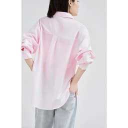 Thumbnail Áo sơ mi nữ GILLEE dáng oversized, sơ mi form rộng vải kate Mỹ Hồng pastel chống nhăn tốt FAS293 2