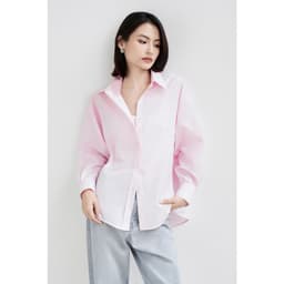 Thumbnail Áo sơ mi nữ GILLEE dáng oversized, sơ mi form rộng vải kate Mỹ Hồng pastel chống nhăn tốt FAS293 3