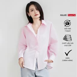 Thumbnail Áo sơ mi nữ GILLEE dáng oversized, sơ mi form rộng vải kate Mỹ Hồng pastel chống nhăn tốt FAS293 1