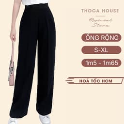 Thumbnail Quần tây ống rộng lưng cao dây kéo bên THOCA HOUSE basic hack chân dài mặc công sở đi học đi chơi 1