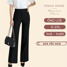 Thumbnail Quần ống loe nữ công sở lưng cao trơn đen THOCA HOUSE quần tây chuẩn form tôn dáng 1