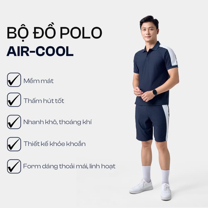 Ảnh Bộ Quần Áo Nam Polo AIR-COOL Mùa Hè 5S FASHION Nhẹ Mát, Phong Cách Thể Thao, Thiết Kế Can Phối Khỏe Khoắn (BAPC24005) 2