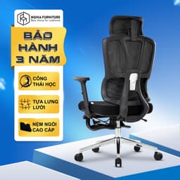 Thumbnail Ghế công thái học Nghiafurniture Joy-h, bảo hành 3 năm, lưới thoáng khí, ngả ghế 120 độ 1