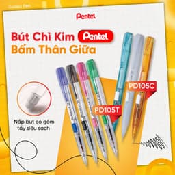 Thumbnail Bút Chì Bấm Pentel PD105C – Bút Chì Kim 0.5, Nút Bấm Thân Giữa Tiện Lợi, Viết Êm, Nét Mảnh 1