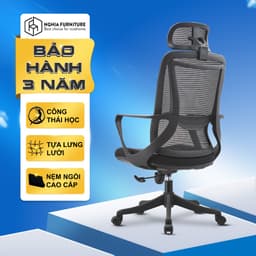 Thumbnail Ghế văn phòng công thái học Nghiafurniture Niko, Nâng hạ, ngả lưng, nệm cao cấp, bảo hành 3 năm 2