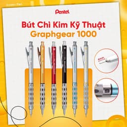 Thumbnail Bút Chì Cơ Khí Pentel Graphgrear 1000 – Thân Kim Loại Inox, Nét Chuẩn Xác – Bút Chì Bấm Ngòi 0.5mm 1