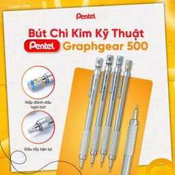 Thumbnail Bút Chì Cơ Khí Pentel PG500 – Bút Chì Bấm Kỹ Thuật 0.3/0.5/0.7mm, Thân Kim Loại, Nét Chuẩn 1