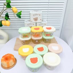 Thumbnail Hũ thủy tinh trữ đông đồ ăn dặm cho bé KidAndMom Bear Mommy có nắp đậy slicon,vạch chia ml tiện lợi chứa tới 240ml 4