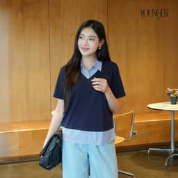 Thumbnail Áo nữ Younger by CARDINA chất liệu cotton phối cổ kẻ sơ mi 5YATC03 1