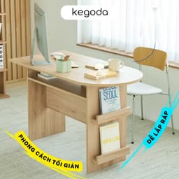 Thumbnail Bàn Gỗ Hình Bán Nguyệt 120cm Đa Năng Màu Trắng Oak, Bàn Ăn, Bàn Học Làm Việc Nhỏ Xinh KEGODA KGD91 1
