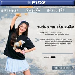 Thumbnail Áo thun FIDE JoyBear unisex form rộng đính gấu local brand cổ tròn oversize - AT154 (Tặng gấu) 4