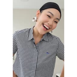 Thumbnail TheBlueTshirt - Áo sơ mi tay ngắn sọc caro phom ngắn cho nữ - BlueMade Boxy Shirt - Women 3
