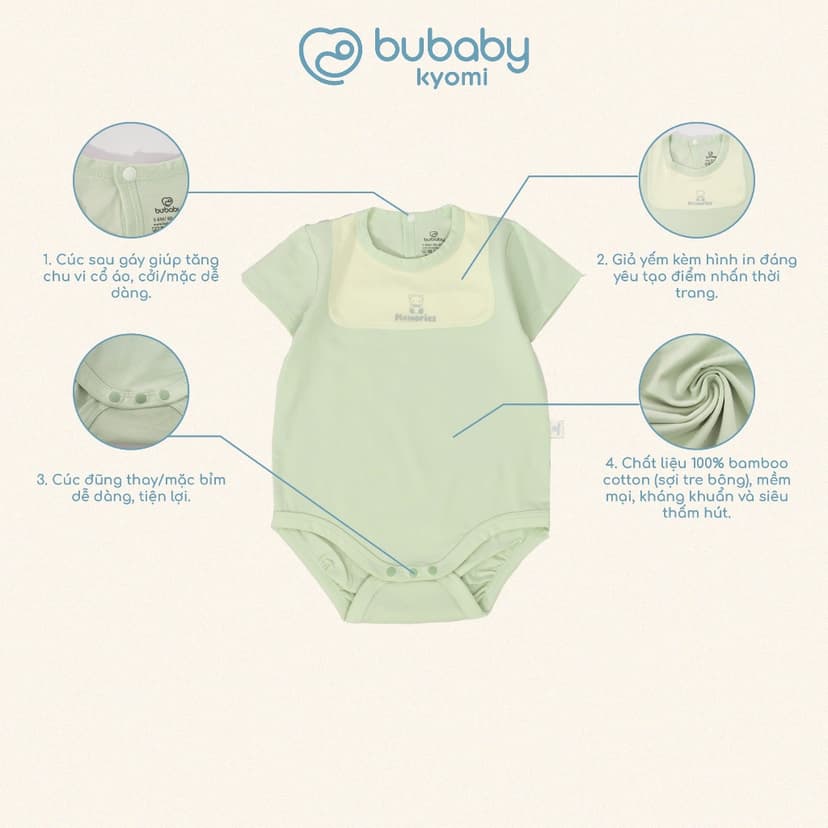 Ảnh Body chip ngắn tay Bubaby cho bé từ sơ sinh đến 12 tháng 4
