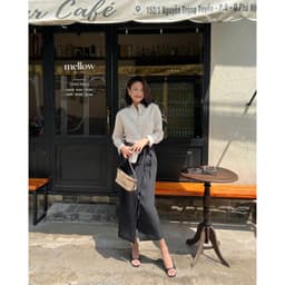Thumbnail Áo sơ mi dáng relax MONO TALK cổ tàu, thân trước xếp ly, măng séc bản 10cm MOF25S-T10001TK 4